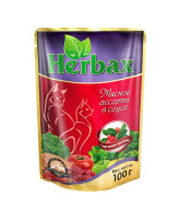 Herbax пауч для кошек Мясное ассорти в соусе с листьями брусники 100г