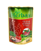 Herbax пауч для кошек Нежная телятина в соусе с листьями брусники 100г