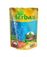 Herbax пауч для кошек Рыбное ассорти в соусе с мятой 100г