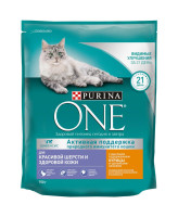 Purina ONE корм для кошек для красивой шерсти, здоровой кожи с курицей и цельными злаками
