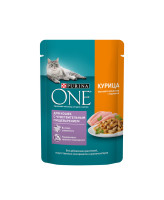 Purina ONE паучи для кошек с чувствительным пищеварением с курицей и морковью 75г