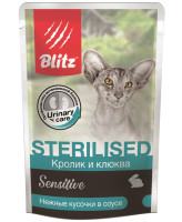BLITZ Sterilised Sensitive Консервы для стерилизованных кошек Кролик, клюква в соусе 85 г