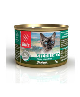 BLITZ Sterilised Holistic Консервы для стерилизованных кошек Утка с индейкой паштет 200 г