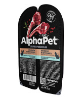 AlphaPet Superpremium Консервы для кошек с чувств. пищеварением Ягненок и брусника, 80г ламистер