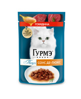 Гурмэ Перл Соус Де-люкс консервы для кошек, с говядиной в роскошном соусе 75г