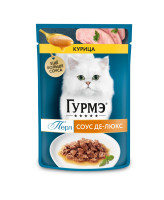 Гурмэ Перл Соус Де-люкс консервы для кошек, с курицей в роскошном соусе 75г
