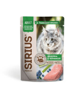 SIRIUS Premium пауч для кошек с чувствительным пищеварением Индейка с черникой 85г