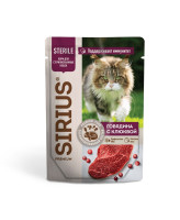 SIRIUS Premium пауч для стерилизованных кошек Говядина с клюквой 85г