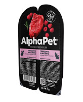 AlphaPet Superpremium Консервы для взрослых кошек Говядина и малина кусочки в соусе 80г