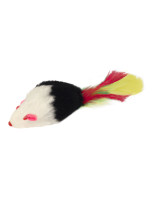 Triol Игрушка для кошек Мышь-погремушка с пером черно-белая, 45-50мм (набор 4шт)