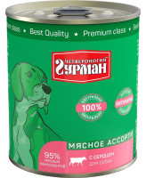 Четвероногий Гурман Мясное Ассорти консервы для собак с Сердцем 340г