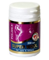 Polidex Super Wool Витамины для шерсти, кожи, когтей и профилактики дерматитов для кошек 200таб