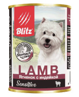 Blitz Sensitive Консервы для собак всех возрастов с ягнёнком и индейкой 400г