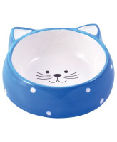 Mr.Kranch Миска керамическая для кошек 250 мл Мордочка кошки голубая